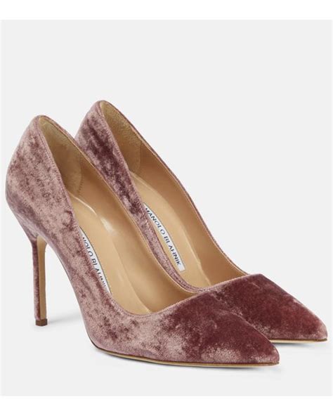 Manolo Blahnik Bb 105 Velvet Pumps in Brown | Lyst