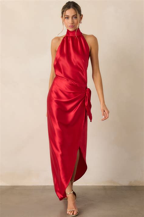 halter neck red dresses 1