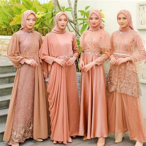 inspirasi baju bridesmaid hijab instagram  elegan dress brokat