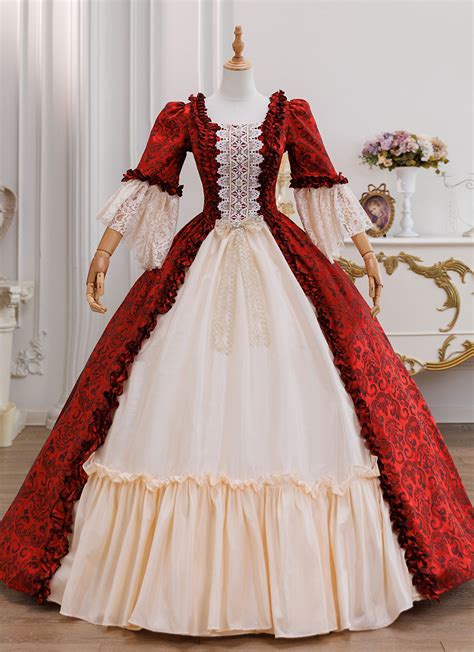 Renaissance Retro Brown Brocade Ball Gown Prom Dress Lace Half Sleeve