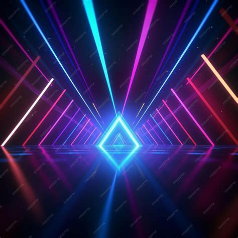 Premium Photo | A colorful stage with a pyramid shaped light on it