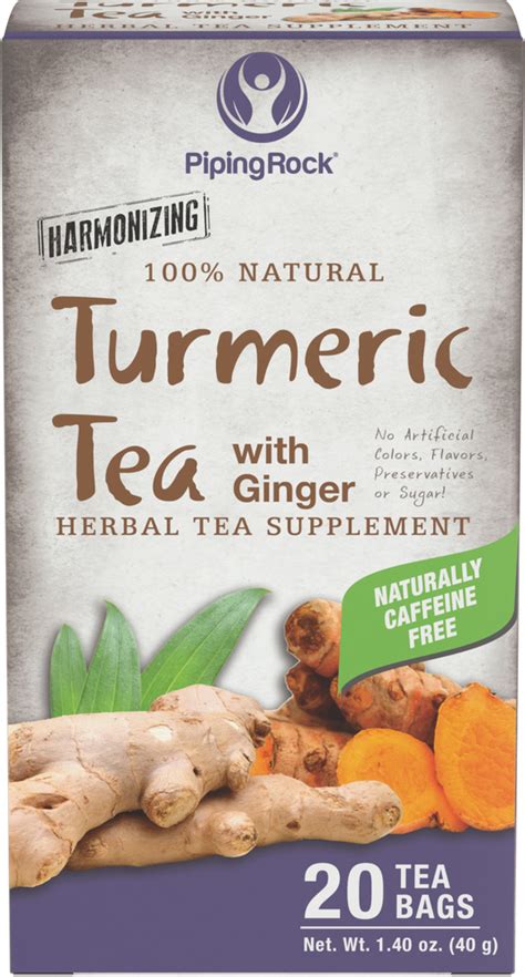 Turmeric Tea Bags, 20 Tea Bags | Piping Rock Health Products