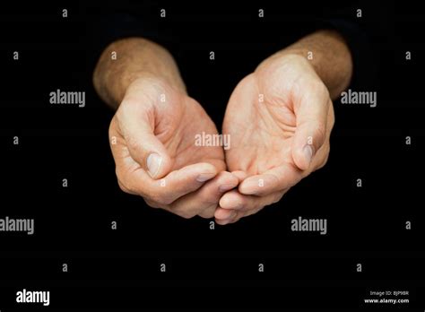 closeup  cupped hands stock photo alamy