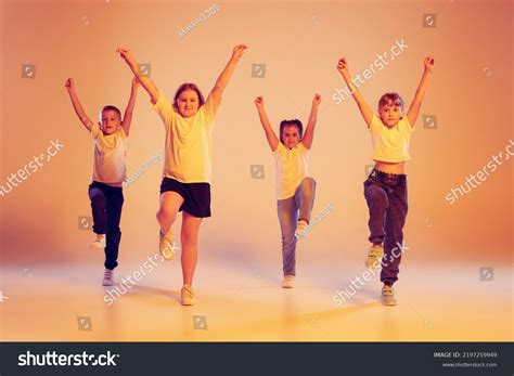 Happy Children Dancing Group Kids Little Stock Photo 2197259949 ...