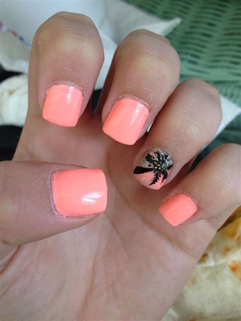 Sunset palm tree nail design | Beach nails, Vacation nails beach, Palm