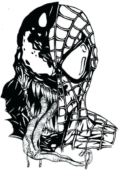 How to draw Venom/Spiderman face drawing in 6 easy steps. | Эскиз ...