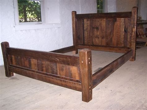 rustic wood bed frame queen