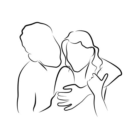 Premium Vector | Hugging Lovers in Linear Style