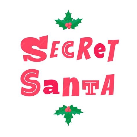 Premium Vector | Secret santa lettering with holly greeting card for