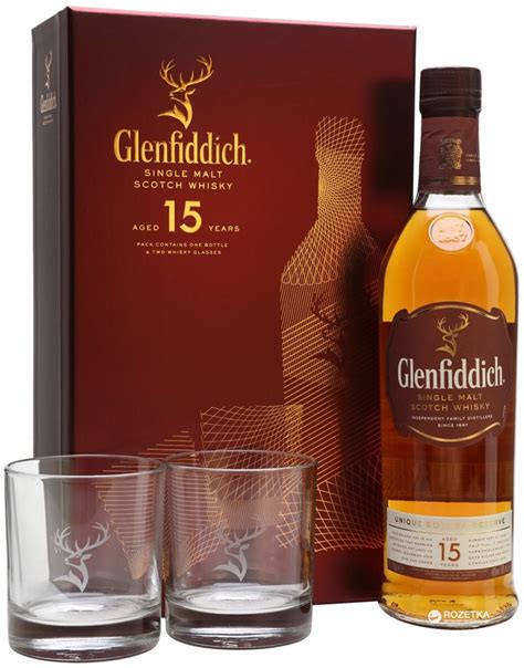 Виски Односолодовый Glenfiddich 15 yo + 2 стакана 0.7 л 40% ...