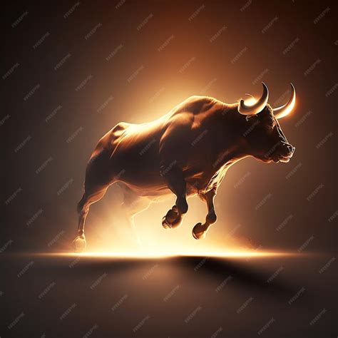 An energetic bull running into battle against a dusty glow | Premium AI ...