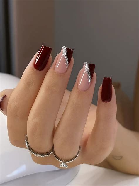 Unha Vinho Com Branco - Unha vinho quadrada | Unha de gel vinho, Unhas cor de vinho decoradas ...