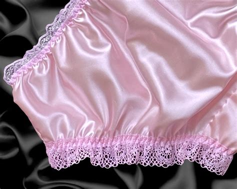 White Satin Frilly Lace Trim Sissy Panties Knicker Underwear Briefs
