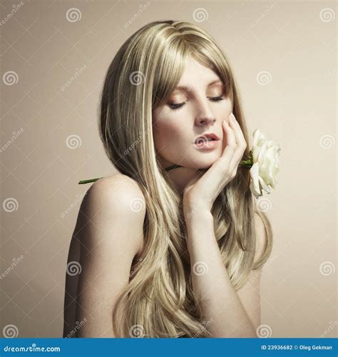 Woman With Blond Hair In Bikini Taking Shower On Beach Stock Image