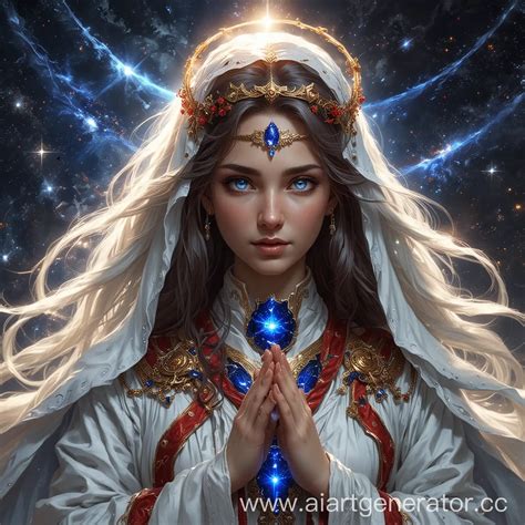 Divine Mage Summoning Holy Anointing in Sapphire Robes | AI Art Generator