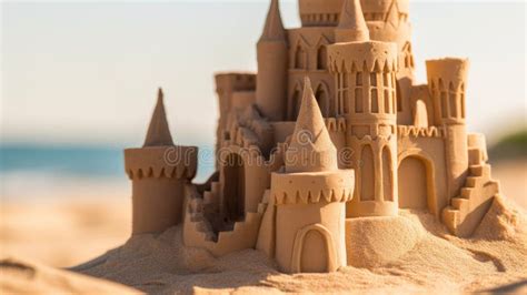 beach sand castle   beach vacation concept stock photo image