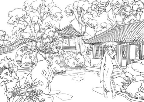 japanese garden coloring by YozoraMikazuki on DeviantArt