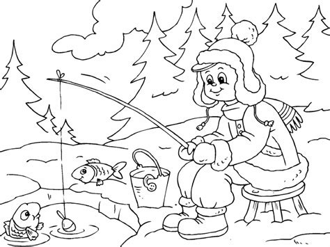 Ice-fishing coloring page - Coloring Pages 4 U