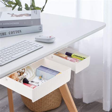 Amazon.com: YOOUSOO 2 Pack Under Desk Drawer, Under Desk Storage, Under