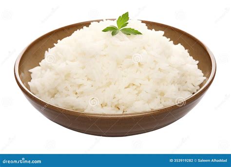 cooked white rice  plate isolated  transparent background