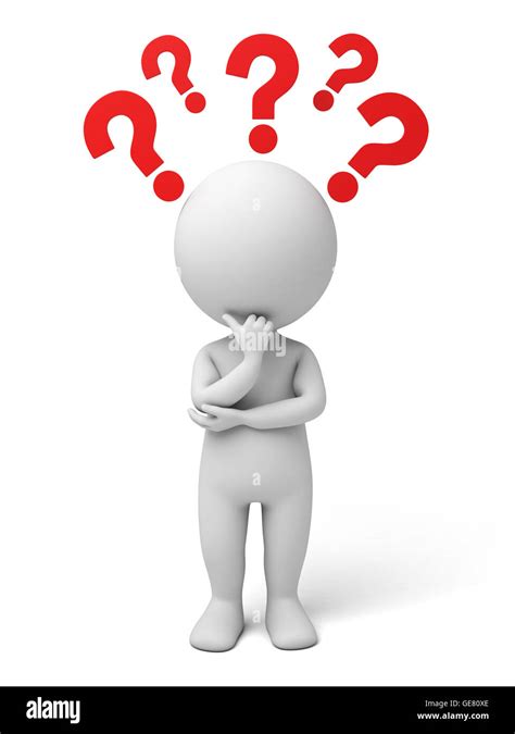 The 3d guy and a model of question mark Stock Photo - Alamy