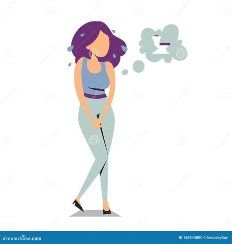 Woman Standing And Want To Pee Vector Isolated Stock Photo