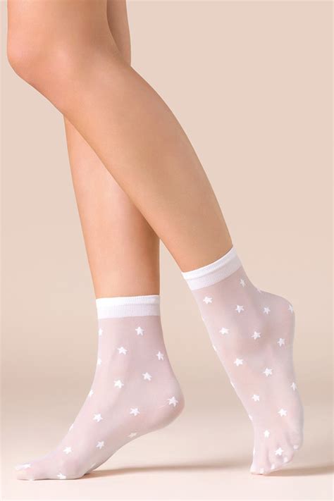 Капроновые белые женские носки со звездами Gabriella 527 STARS 74176-17 ...
