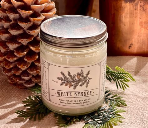 white spruce hand crafted candle   england story