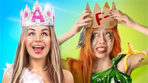 Богатая принцесса vs Бедная принцесса / Королева колледжа - YouTube