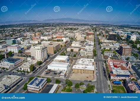 Aerial View of Downtown Bakersfield, California Skyline Stock Photo 