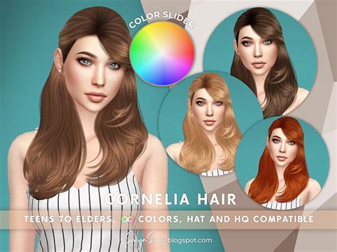 The Sims Resource - Cornelia Hair COLOR SLIDER (Patreon - Retexture)