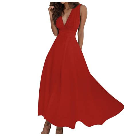 Spring Dresses For Women 2024 Summer Sexy Deep V Neck Formal Sleeveless