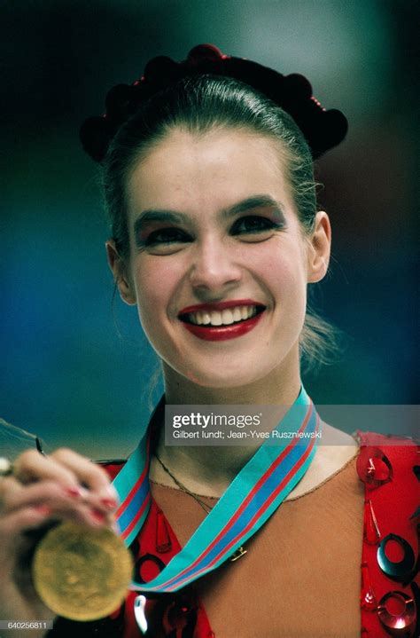 Katarina Witt from East Germany showing her gold medal 🏆 🥇 🏅 1988 in