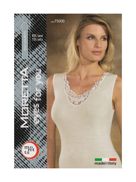 Canotta donna spalla larga in lana e seta con pizzo moretta t5000 tg.3