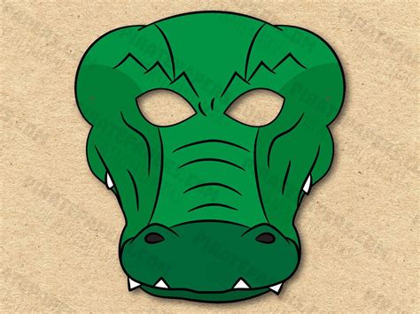 Crocodile Mask Printable, Paper DIY for Kids and Adults. PDF Template ...