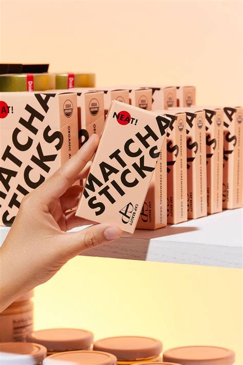 cap beauty  neat matcha stick box matcha packaging design