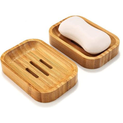 Kylpyhuone Keittiö Sienet Säilytys Natural Wood Bamboo Saippua-astia 2 ...