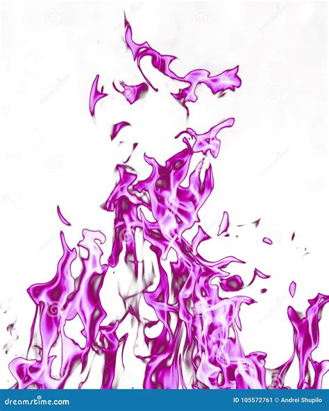Violet Flame Fire on a White Background Stock Image - Image of spot