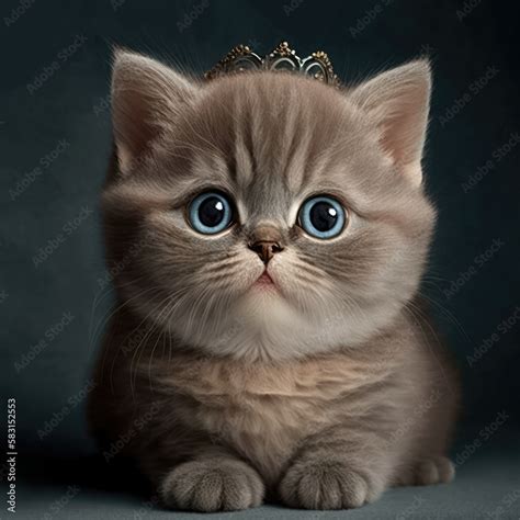 Cute kitten princess. Cat princess in crown or diadem. Little british ...