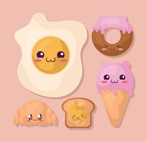 kawaii food bundle 21399124 Vector Art at Vecteezy