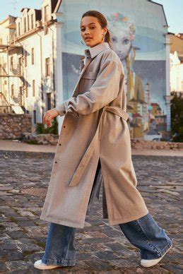 Серое шерстяное пальто на кнопках (арт. ) ♡ интернет-магазин Gepur