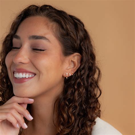 Set of 3 Diamond Dangle & Drop Stud Earrings | Caitlyn Minimalist