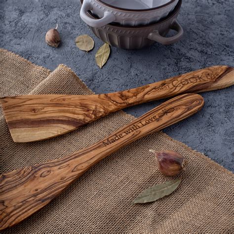 Personalized Olive Wood Spatulas (Set of 2) - Forest Decor