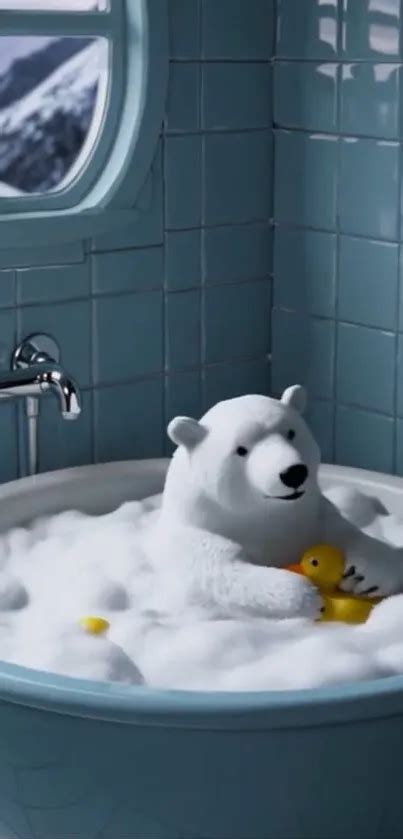 Cute Polar Bear Bathtub Wallpaper - free download