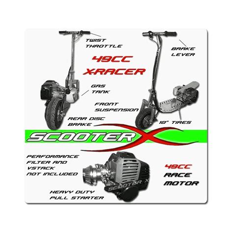 ScooterX 49cc X-Racer Gas Scooter with 10 inch tires, aluminum deck ...