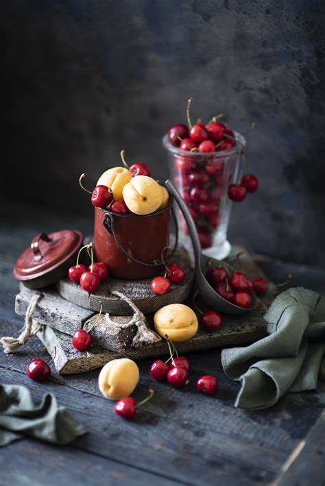Cherry, Apricot, Still-life, Wood planks, Bucket HD Phone Wallpaper