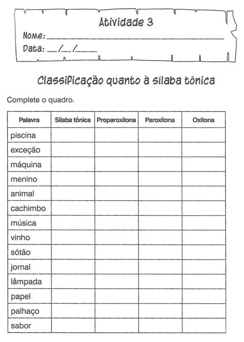 Sílaba Tônica De Jornal - JORNAL R 7ª: Atividades de Português - sílaba tônica