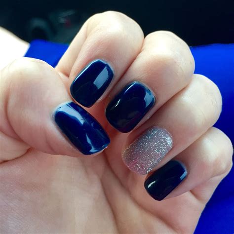 Navy Blue And Yellow Fall Nails