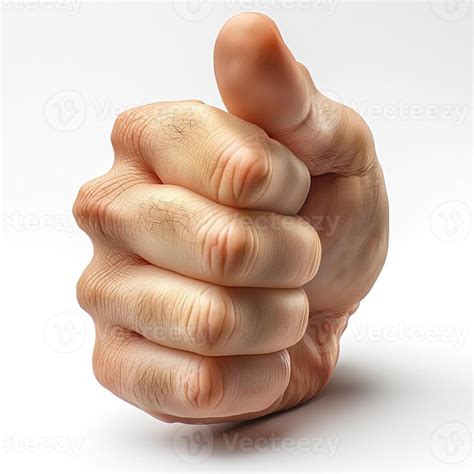 A realistic human hand, Caucasian male, giving a thumbs-up gesture ...