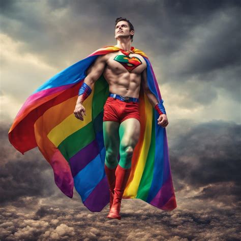 Gay Superhero in rainbow cape. - Rainbow Caped Superhero: De...
